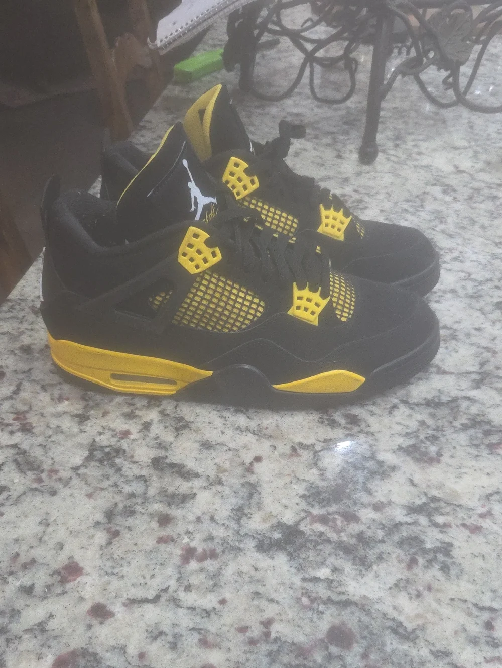 Jordan Kids Black and Yellow Retro Basketball Sneakers